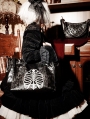 Black Gothic Skeleton Pattern Leather Tote Bag