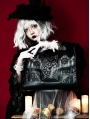 Black Clock Tower Witch Pattern Gothic Tote Bag