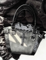 Black Gothic Cross Bat Leather Patchwork Bag