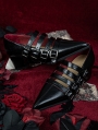 Black Pointed Toe Witch Gothic Strap Victorian Shoes