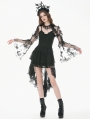 Black Gothic Ruffled Butterfly Embroidery Sheer Lace Bolero for Women