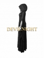 Black Pattern Hooded Gothic Vampire Medieval Dress