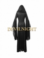 Black Pattern Hooded Gothic Vampire Medieval Dress