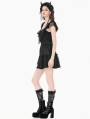 Black Gothic Lolita Jacquard Lace Flutter Sleeve Mini Dress