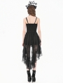 Black Retro Gothic Lace Camisole High-Low Ruffle Party Dress