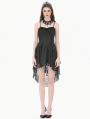 Black Gothic Romantic High-Low Ruffle Lace Cami Party Dress
