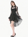 Black Gothic Romantic High-Low Ruffle Lace Cami Party Dress