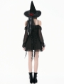 Black Gothic Chiffon Off-the-Shoulder Layered Ruffle Dress