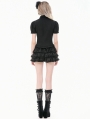 Black Gothic Retro Victorian Lace Ruffle Puff Sleeve Blouse for Women