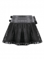 Black Gothic Punk Lace Chain Cross Mini Skirt