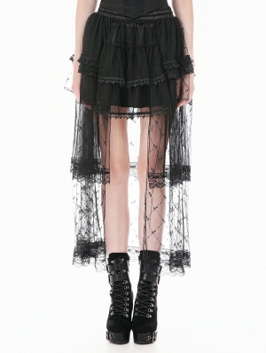 Black Gothic Lolita Diamond Lace Patchwork Layered Tutu Skirt