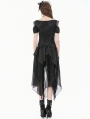 Black Gothic Jacquard Ruffled Lace Tiered High-Low Skirt