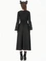 Black Gothic Embroidered High Waist Ruffled Maxi Skirt