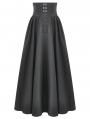Black Gothic Embroidered High Waist Ruffled Maxi Skirt