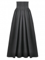Black Gothic Embroidered High Waist Ruffled Maxi Skirt