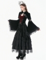 Black Gothic Velvet Tiered Lace Ruffled Long Skirt