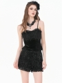 Black Gothic Rose Jacquard Lace Trimmed Shorts for Women