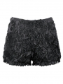 Black Gothic Rose Jacquard Lace Trimmed Shorts for Women