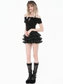 Black Gothic Punk Lolita Ruffles Bloomer Shorts for Women