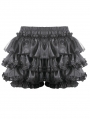 Black Gothic Punk Lolita Ruffles Bloomer Shorts for Women