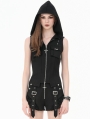 Black Dark Rebel Gothic Punk Hooded Vest Top for Women