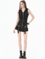 Black Dark Rebel Gothic Punk Hooded Vest Top for Women
