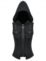Black Dark Rebel Gothic Punk Hooded Vest Top for Women