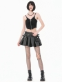 Black Gothic Skull Crossbone Rebel Punk Zip Camisole Top for Women