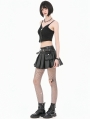 Black Gothic Skull Crossbone Rebel Punk Zip Camisole Top for Women