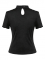 Black Gothic Sheer Spiderweb Mesh Short Sleeve Top for Women