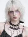 Black Gothic Punk Spiked Skull Choker Necklace