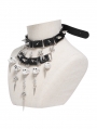 Black Gothic Punk Spiked Skull Choker Necklace