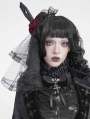 Black Gothic Beaded Rose Veil Headdress