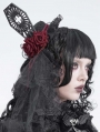 Black Gothic Beaded Rose Veil Headdress
