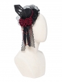 Black Gothic Beaded Rose Veil Headdress