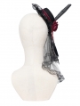 Black Gothic Beaded Rose Veil Headdress
