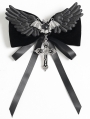 Black Gothic Bat Cross Bow Tie 