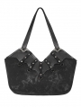 Black Gothic Studded Bat Wing Tote Bag