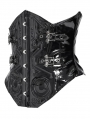 Black Gothic Leather Bat Buckle Underbust Corset