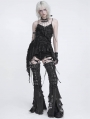Black Gothic Punk Zip Ripped Flared Leg Warmers