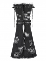 Black Gothic Punk Zip Ripped Flared Leg Warmers