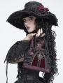 Black and Red Gothic Cross Rose Lace Handbag