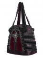 Black and Red Gothic Cross Rose Lace Handbag