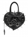 Black Gothic Pentagram Spiked Heart Shaped Handbag
