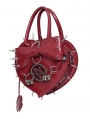 Red Gothic Pentagram Spiked Heart Shaped Handbag