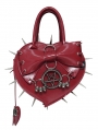 Red Gothic Pentagram Spiked Heart Shaped Handbag