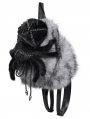 Grey and Black Spider Plush Gothic Backpack with Chain