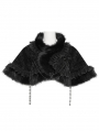 Black Gothic Floral Velvet Fur Trim Cape for Women