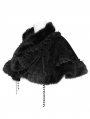 Black Gothic Floral Velvet Fur Trim Cape for Women