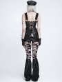 Black Gothic Punk Leather Ruffle Strap Corset Top for Women